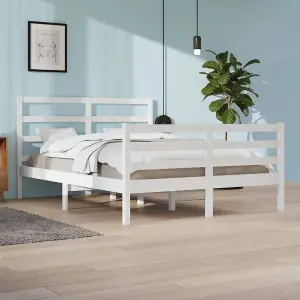 Berkfield Bed Frame White Solid Wood Pine 160x200 cm