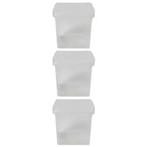 Wham Clip 3x 14L Square Plastic Storage Boxes with Secure Clip Lock Lids. L:29 x W:29 x H:26cm Clear/Clear/Clear