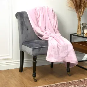 Hibernate Collection Soft Faux Mink Throw Thick Luxury Blanket - King Baby Pink