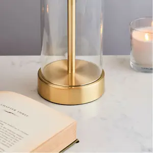 Touch Dimmable Table Lamp Gold Glass & White Shade Modern Bedside Feature Light