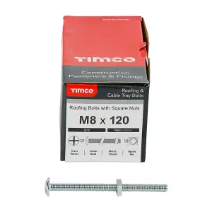 TIMCO Roofing Bolts & Square Nuts Silver - M8 x 120