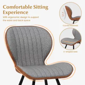 Costway 2Pcs Armless Dining Chair Modern Accent Chairs Upholstered Leisure Chair