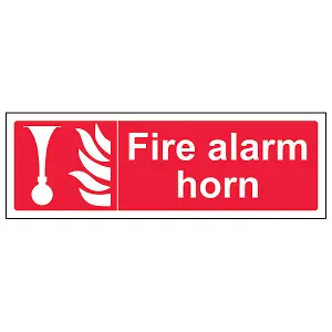 Fire Alarm Horn Equipment Safety Sign - Adhesive Vinyl - 450x150mm (x3)