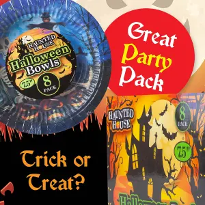 Halloween Paper Bowls Graveyard 7.5 inch Paper Bowls Halloween Party (8 Pack)