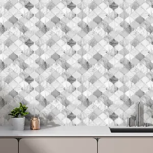 10Pcs Peel and Stick Waterproof Decorative Backsplash Self-Adhesive Wall Tiles for Kitchen and Bathroom (2.5mm T)