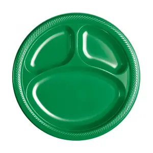 Amscan Plastic Divided Plate (Pack of 20) Festive Green (One Size)