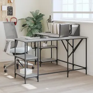 Berkfield Desk Grey Sonoma 139x139x75 cm Engineered Wood