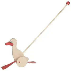 Goki Push Along Wooden Duck w/ Wheels