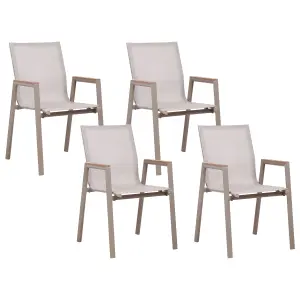 Set of 4 Garden Chairs TIANO Metal Taupe