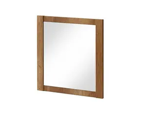 Bathroom Mirror 800mm Wall Mounted Square 80cm Oak Effect Frame Oak Classic