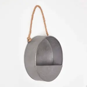 Homescapes Small Round Metal Hanging Wall Planter, 20 cm