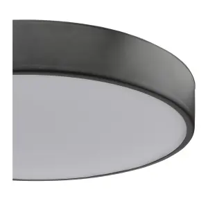 GoodHome Wapta Flush Matt Metal & plastic Black Bathroom LED Ceiling light