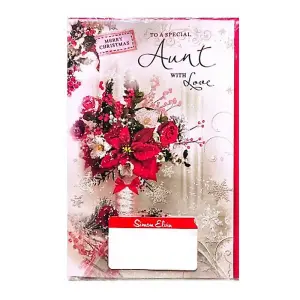 Simon Elvin To A Special Aunt Flowers Christmas Card (Pack of 6) Red/White (One Size)