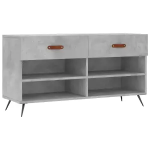 Berkfield Shoe Bench Concrete Grey 102x35x55 cm Engineered Wood