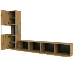 Ava 09 Oak Artisan Entertainment Unit - W1800mm x H300mm x D350mm - Stylish Media Storage