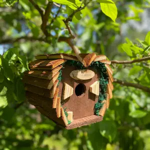 Wooden Hedgehog House with Bird House & Hanging Feeder