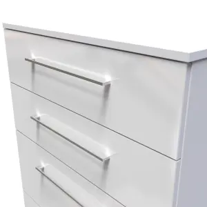 Chester 4 Drawer Deep Chest in White Gloss (Ready Assembled)