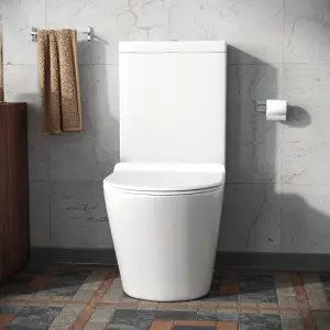 Nes Home Rimless Close Coupled WC Toilet Pan Cistern and Soft Close Seat Bathroom