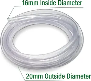 Flexible Hose 16mm Inside Diameter 20mm Outside Diameter- 4 Metres Clear PVC Food Grade Clear Plastic Tube Multipurpose PVC Pipe