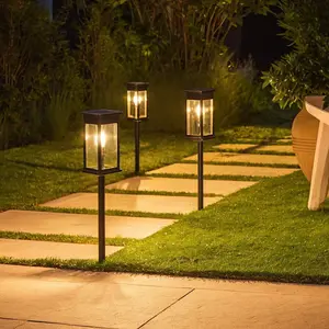 8Pcs Warm Waterproof Outdoor Solar-Powered Pathway Lights Decoration for Patio Driveways Landscape Lawn Yard,65cm H