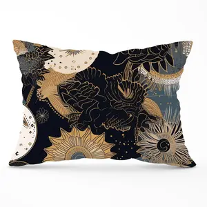 Abstract Blue Gold Moon Sun Cushions 33cm x 48cm