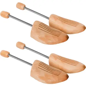 Shoe Stretcher 2 Pairs - spiral-spring, made of lotus wood, for women's and men's shoes - brown