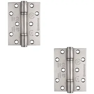 2 PACK - PAIR Grade 13 Heavy Duty Thrust Bearing Hinge - 100 x 76mm Satin Stainless Steel