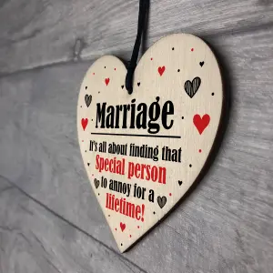 Marriage Special Person To Annoy For A Lifetime Funny Wood Heart Anniversary Gift