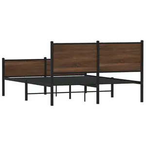 Berkfield Metal Bed Frame without Mattress Brown Oak 140x190 cm