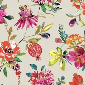 Holden Décor Statement Pomegranate Multicolour Metallic effect Floral Smooth Wallpaper Sample