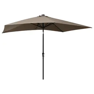 Berkfield Parasol with LEDs and Steel Pole Taupe 2x3 m