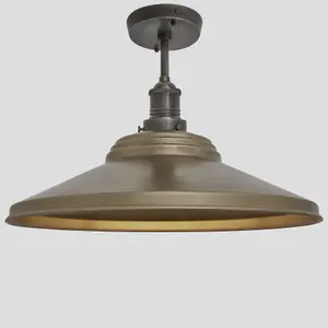 Industville Brooklyn Giant Step Flush Mount, 18 Inch, Brass, Pewter Holder