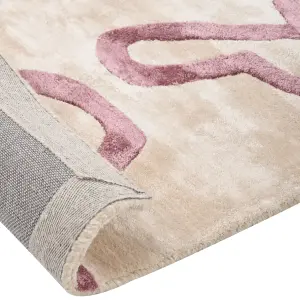 Viscose Area Rug Abstract Pattern 160 x 230 cm Beige and Pink KAPPAR