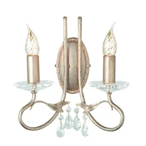 Elstead Christina 2 Light Indoor Candle Wall Light Silver, Gold, E14