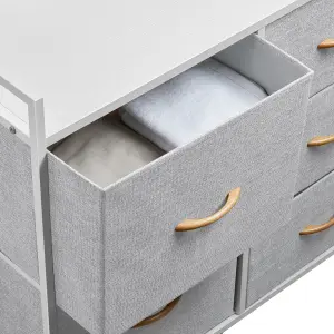 Yaheetech Fabric Chest of Drawers with 5 Drawers Light Grey