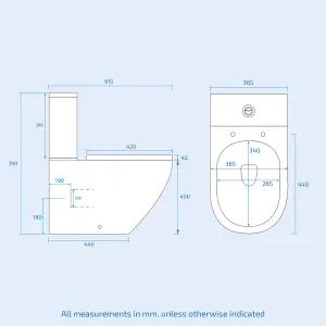 Nes Home Rimless Close Coupled WC Toilet Pan Cistern and Soft Close Seat Bathroom