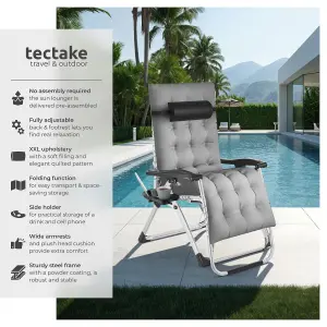 Sun Lounger Cloud - folding, adjustable backrest and footrest - light grey