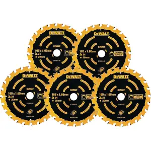 5 x Dewalt DT10624 Circular Saw Blades 165 x 20 x 24T Extreme Framing DCS391