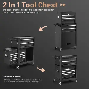 Costway 6 Drawers Rolling Tool Chest Garage Tool Storage Cabinet Detachable Toolbox w/ Wheels