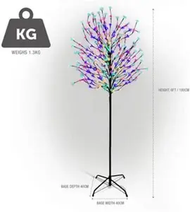 Netta 6ft Cherry Blossom Tree With 300 Led Lights, Suitable For Indoor And Outdoor Use - Multi-Colour