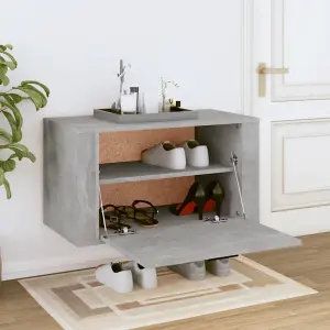 Berkfield Wall-mounted Shoe Cabinet Concrete Grey 70x35x38 cm Engineered Wood