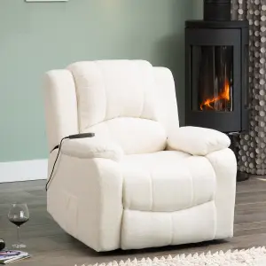 Ellington Electric Lift Assist Recliner with Massage and Heat - Cream