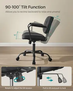 SONGMICS Desk Chair, Swivel Chair, Synthetic Leather Office Chair, Ergonomic Design, Ink Black