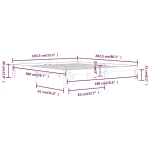 Berkfield Bed Frame Solid Wood 180x200 cm Super King Size