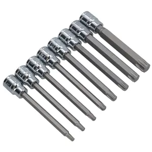 8pc 3/8" Drive T25-T60 Star Torx Socket Bit Set Ratchet Torque 110mm Long