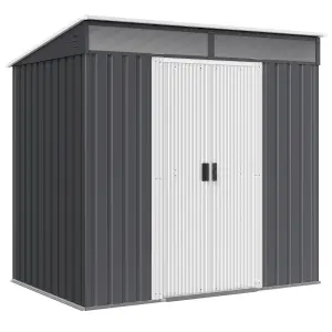 Outsunny 6.5x4FT Garden Shed Lockable Metal Tool Shed Grey