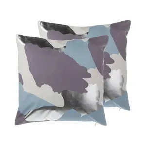 Set of 2 Cushions IXIA Cotton 45 x 45 cm Abstract Violet