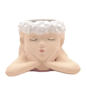 Country Living Ceramic Planter - Relaxed Girl