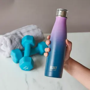 Built 500ml Double Walled Stainless Steel Water Bottle Pink and Blue Ombre