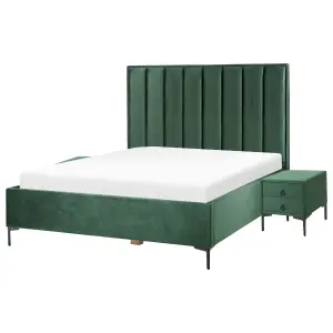 3 Piece Bedroom Set Velvet EU King Size Dark Green SEZANNE